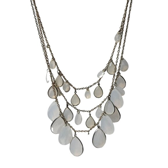 Opal Teardrop Layered Bib Necklace Multi Strand Statement Fashion Jewelry Women - Picture 1 of 5